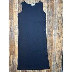 Talbots Women's Size S Petites Black Sleeveless Midi Dress‎ Side Buttons Small